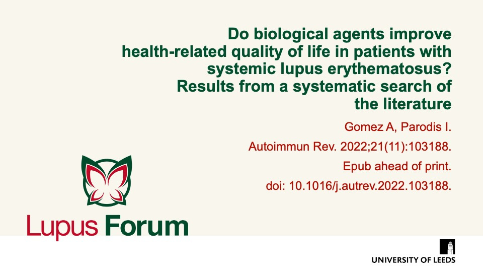 Publication thumbnail: Do biological agents improve health-related quality of life in patients with systemic lupus erythematosus?  Results from a systematic search of the literature