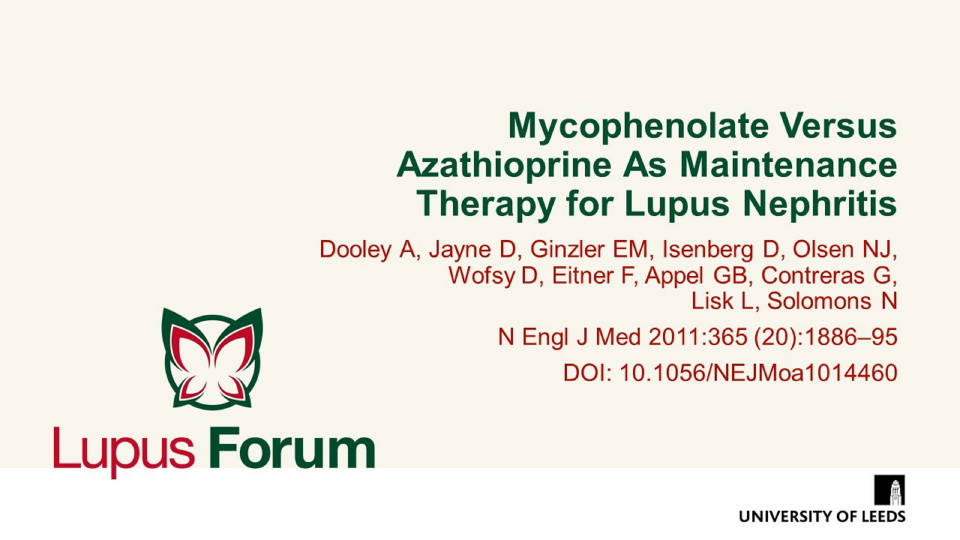 Publication thumbnail: Mycophenolate Versus Azathioprine As Maintenance Therapy for Lupus Nephritis