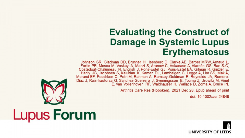 Publication thumbnail: Evaluating the Construct of  Damage in Systemic Lupus Erythematosus