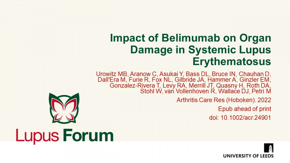 Publication thumbnail: Impact of belimumab on organ damage in systemic lupus erythematosus